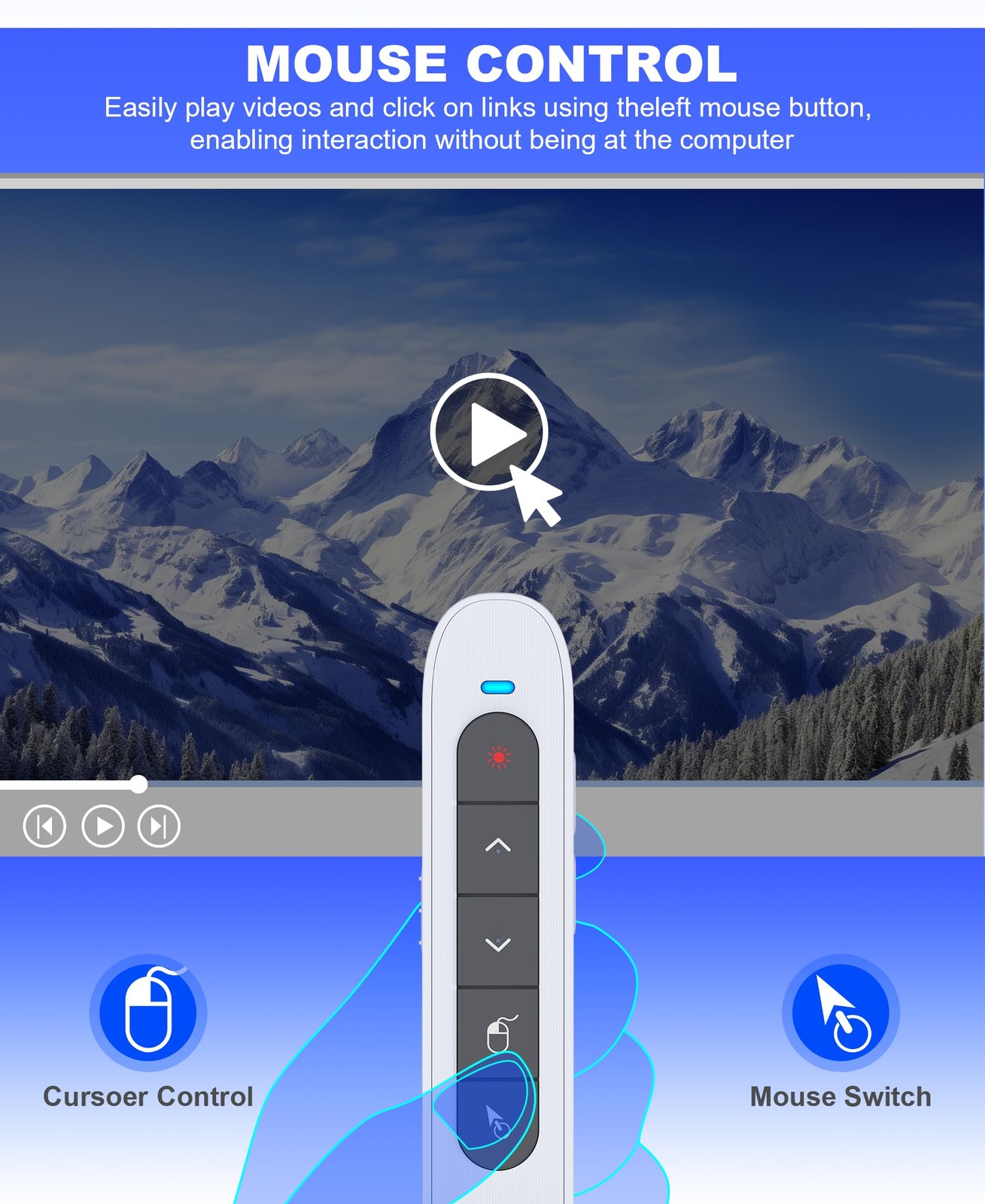 Air Clicker for Presentation Rechargeable Presenter Clicker Remote for Classr...