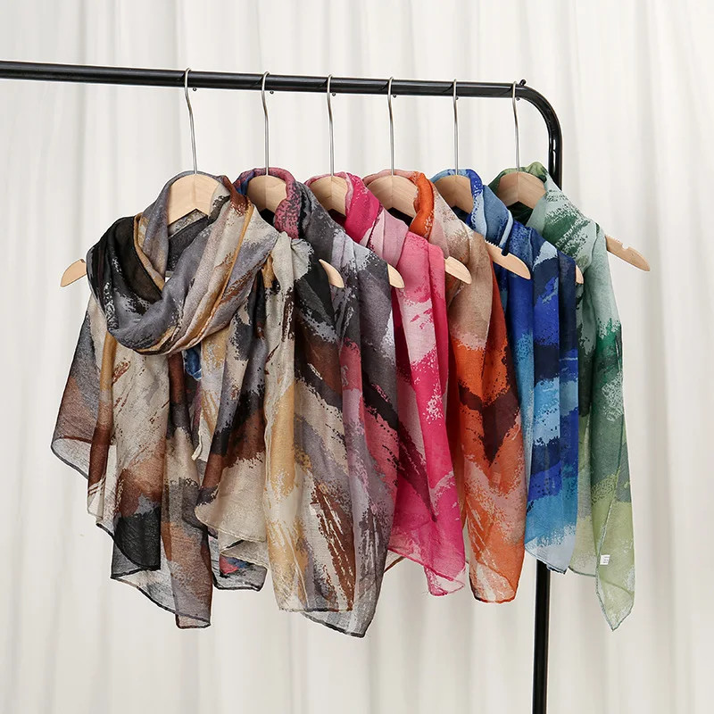 New Voile Scarf For Women Girls Students Fashion Print Thin Scarves Soft Sunscre