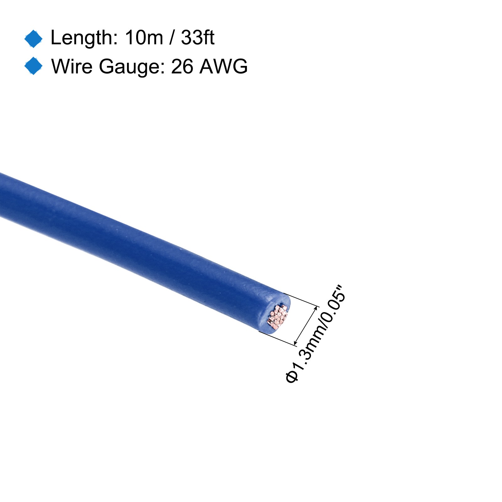 26AWG Stranded Wire PVC Hookup 10M/33ft Blue, Electrical Wire UL1007 Spool