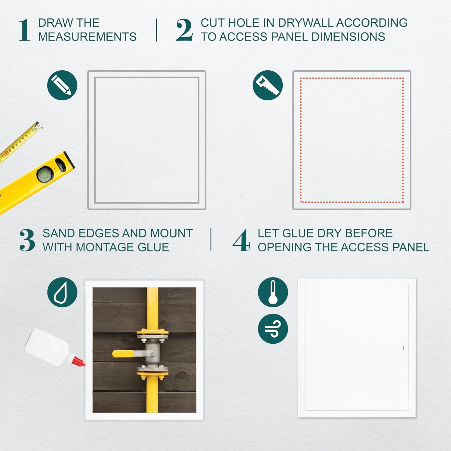 16" x 20" White Metal Access Panel - Wall Access Panel for Drywall - Hidden