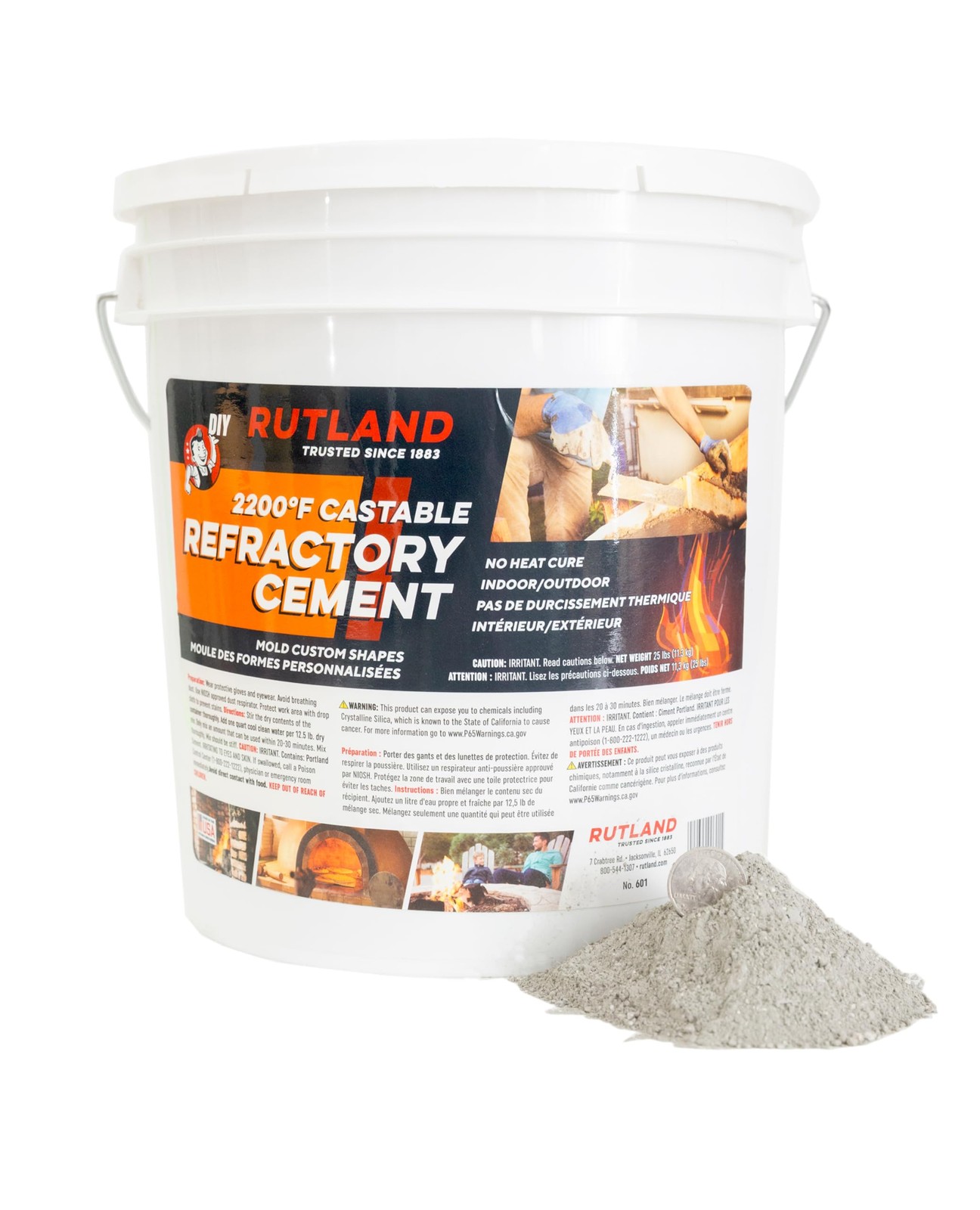 Rutland Castable Refractory Cement 25 Pound - High Temperature Fireplace & Wo...
