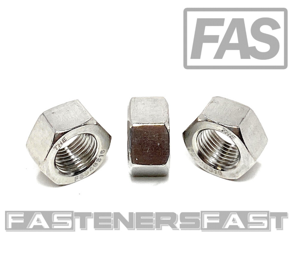 (10) 1/2-20 Finished Hex Nuts 316 Stainless Steel FINE THREAD UNF Marine Grade