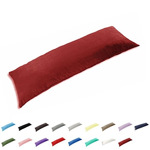TAOSON 100% Cotton 300 Thread Count Envelope Style Body 20 x 48 inch Wine Red