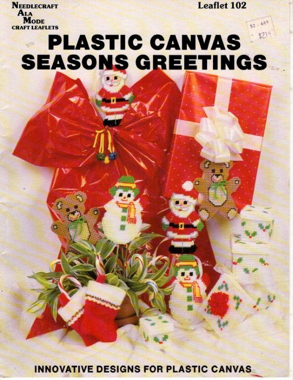VGT NEEDLECRAFT ALA MODE PLASTIC CANVAS SEASON GREETINGS SNOWMAN, SANTA