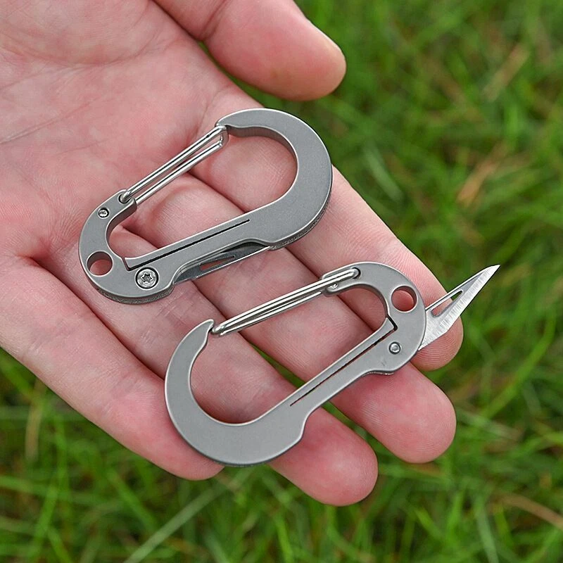 Mini Titanium Alloy Keychain Knife Carabiner Pocket Folding Knife Porable Tools