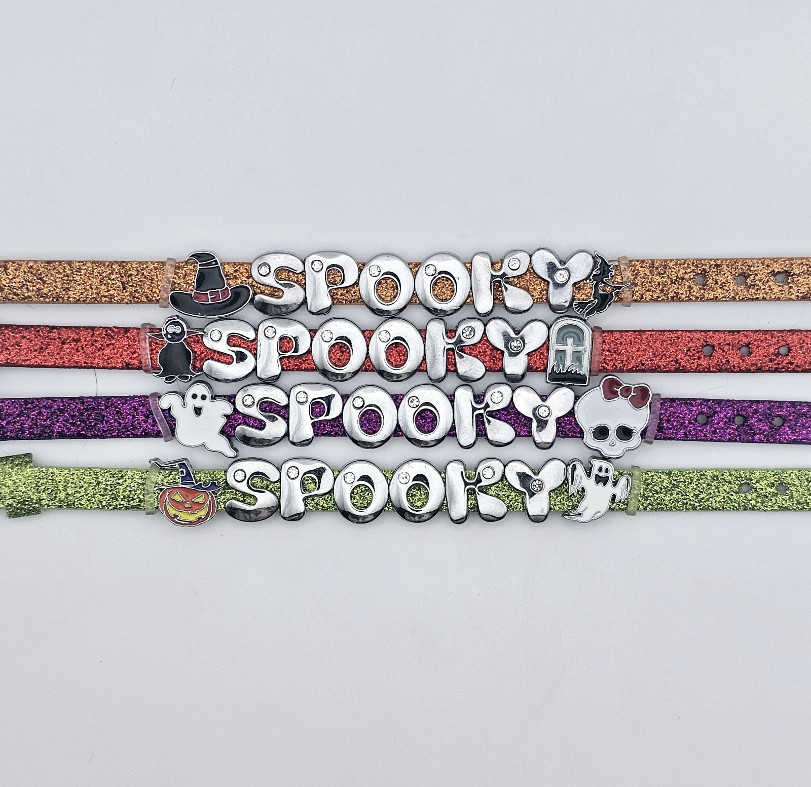 Spooky 8mm leather charm bracelet with charms
