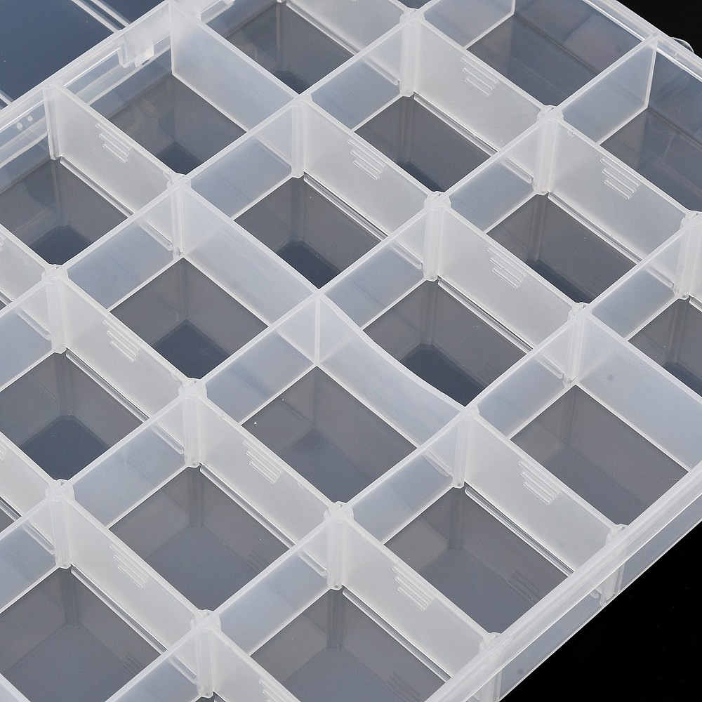 Plastic 36 Grids Clear Bead Storage Box Removable Divider Jewelry Organizer Case