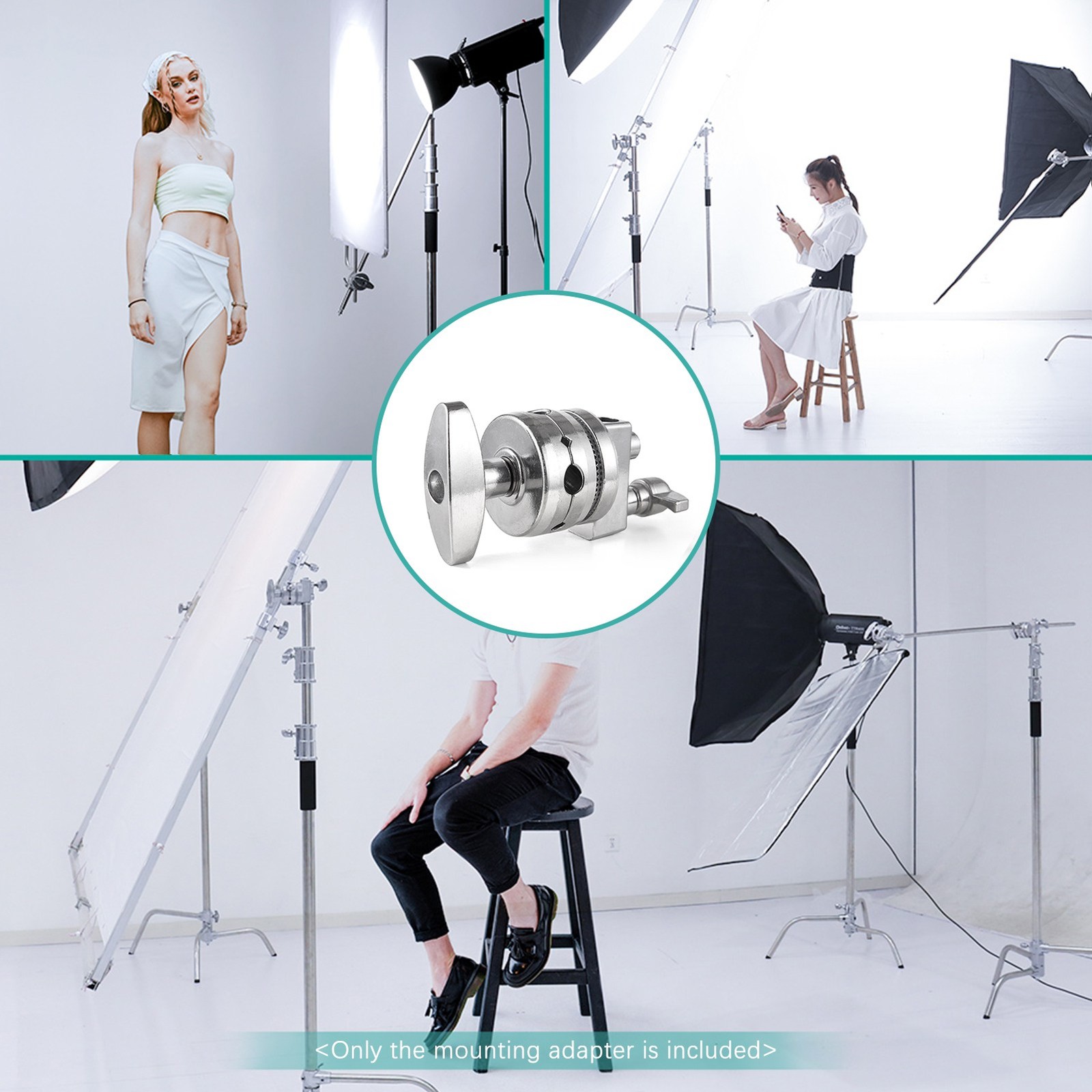 Multi-Functional Light Stand Mounting Adapter Heavy Duty Head Holder Grip