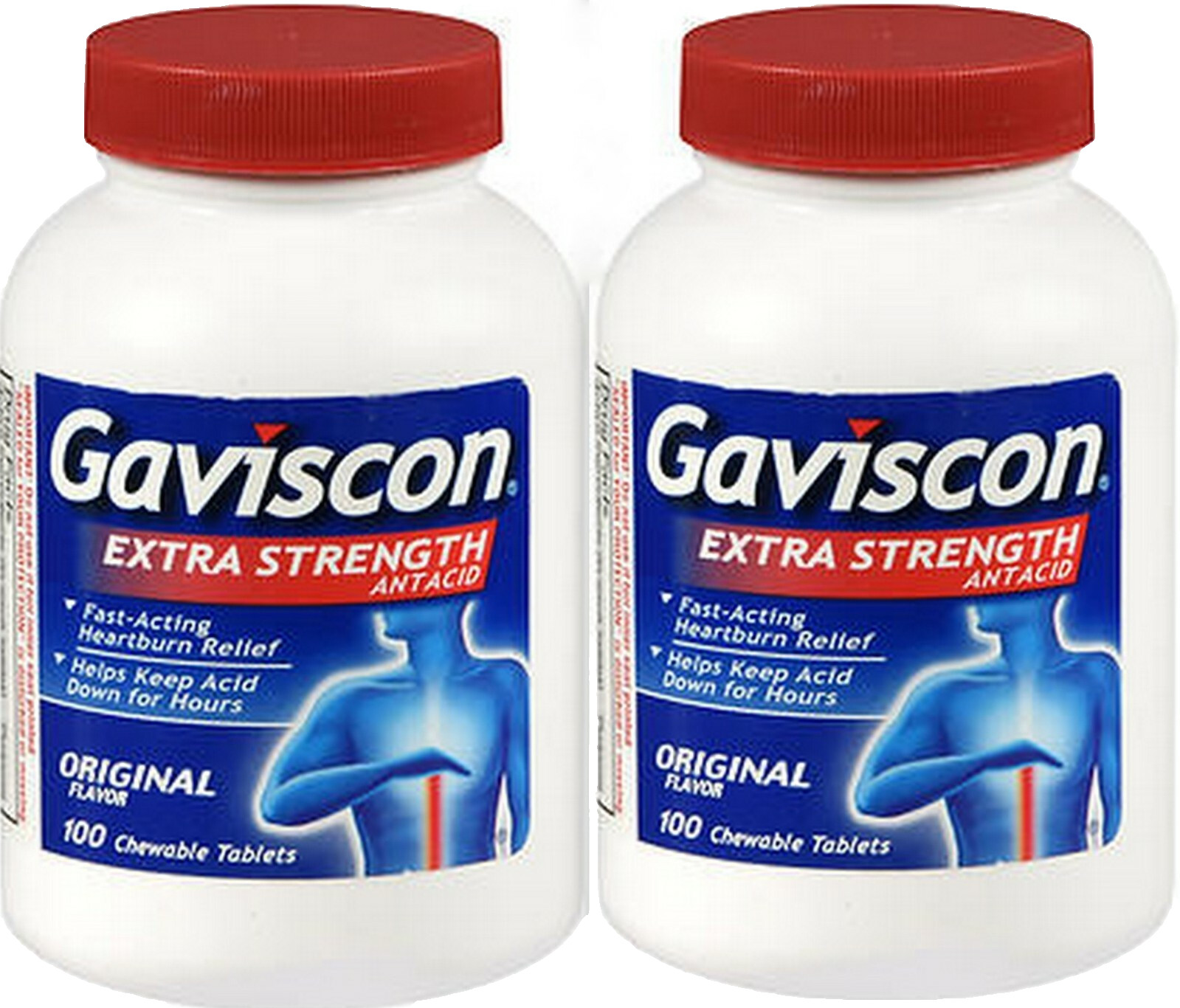 Gaviscon EXTRA Strength ORIGINAL Chewable Antacid Tablets 100ct ( 2 pack ) ^^