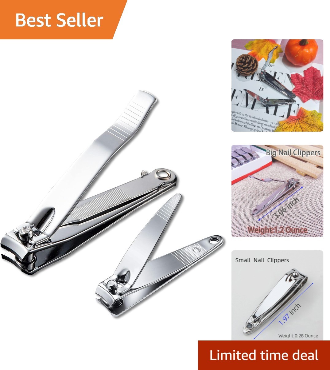 Stainless Steel Nail Clippers Set: Sharp & Ergonomic Travel Kit for Men & Women