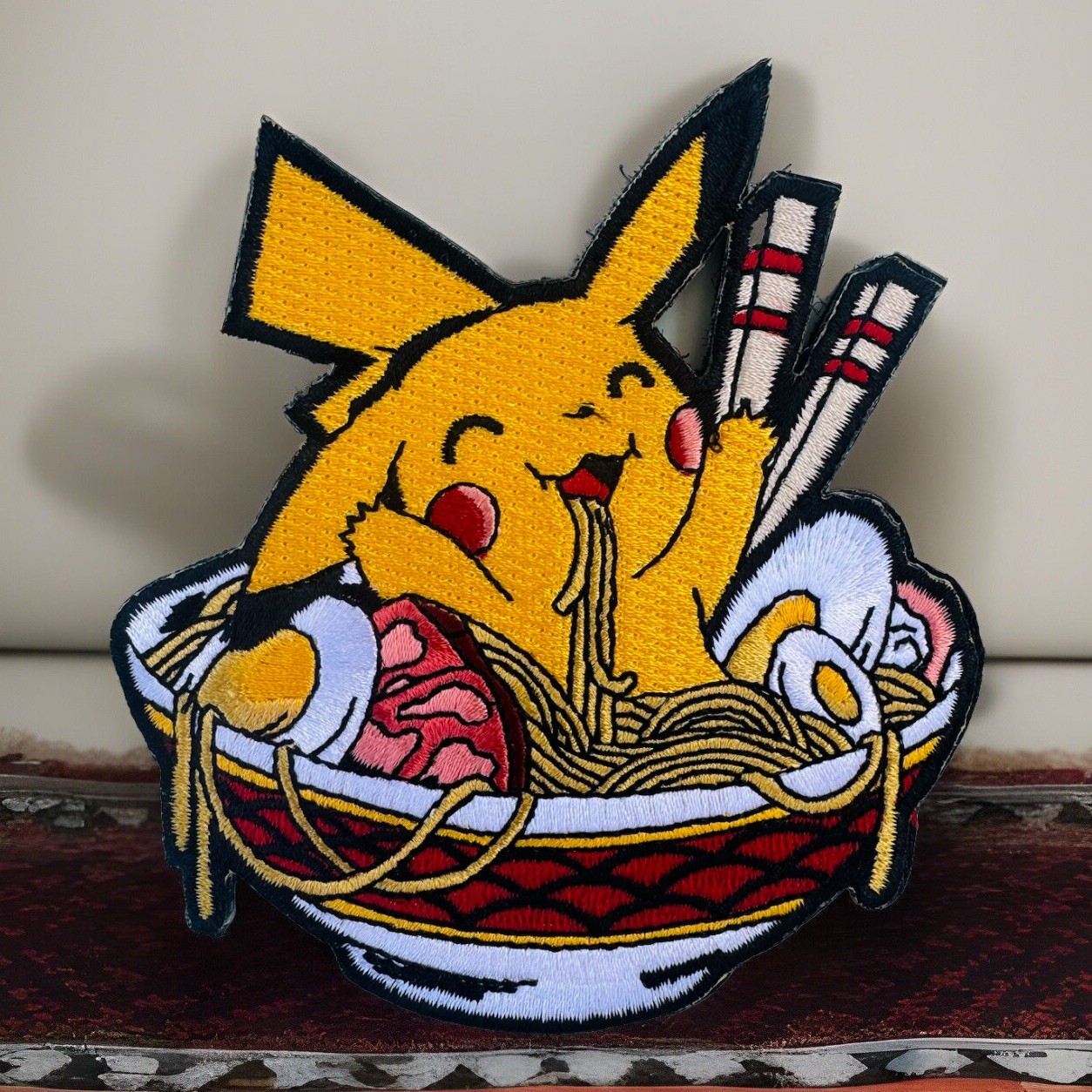Pikachu Pokémon Ramen Bowl Embroidered Hook/Loop Morale Patch