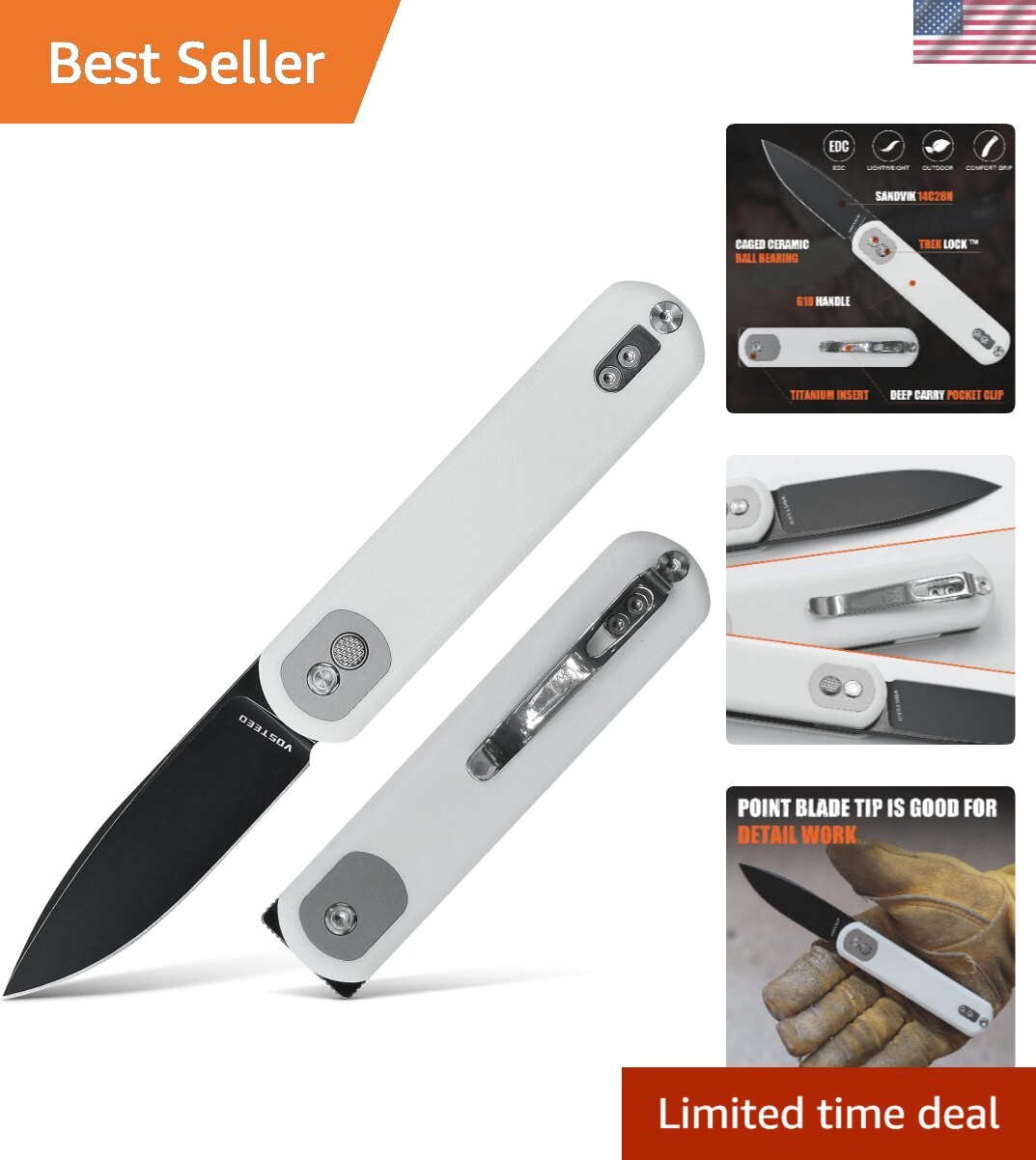Corgi Small Folding Knife, Flipper Knife with Clip for Men Women Gifts, Paten...