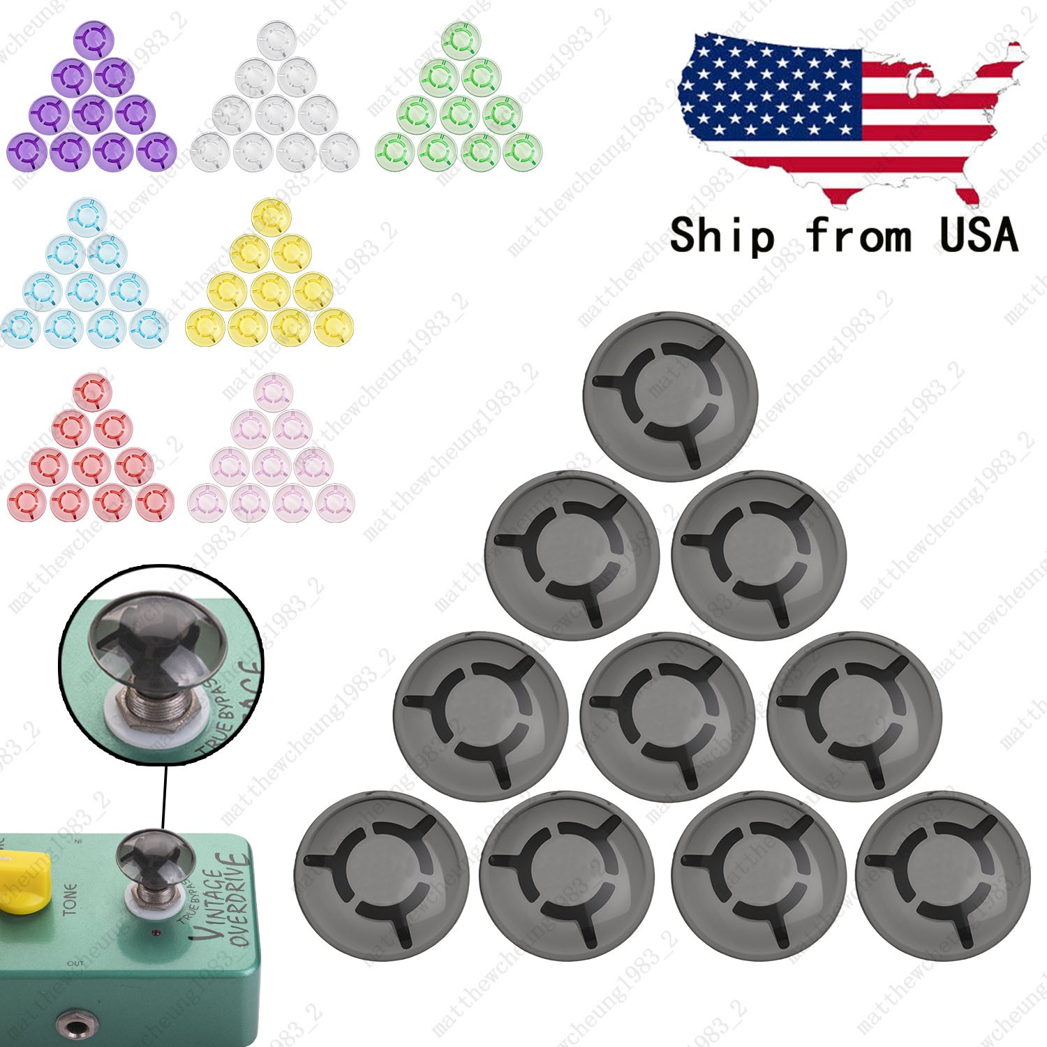 10pcs Mushroom Plastic Guitar Effect Pedal Footswitch Toppers Foot Nail Cap
