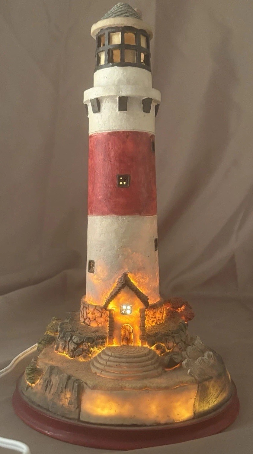 Lit Lighthouse Tabletop Night Light Nautical Home Decor Resin 12.5”  Seascape