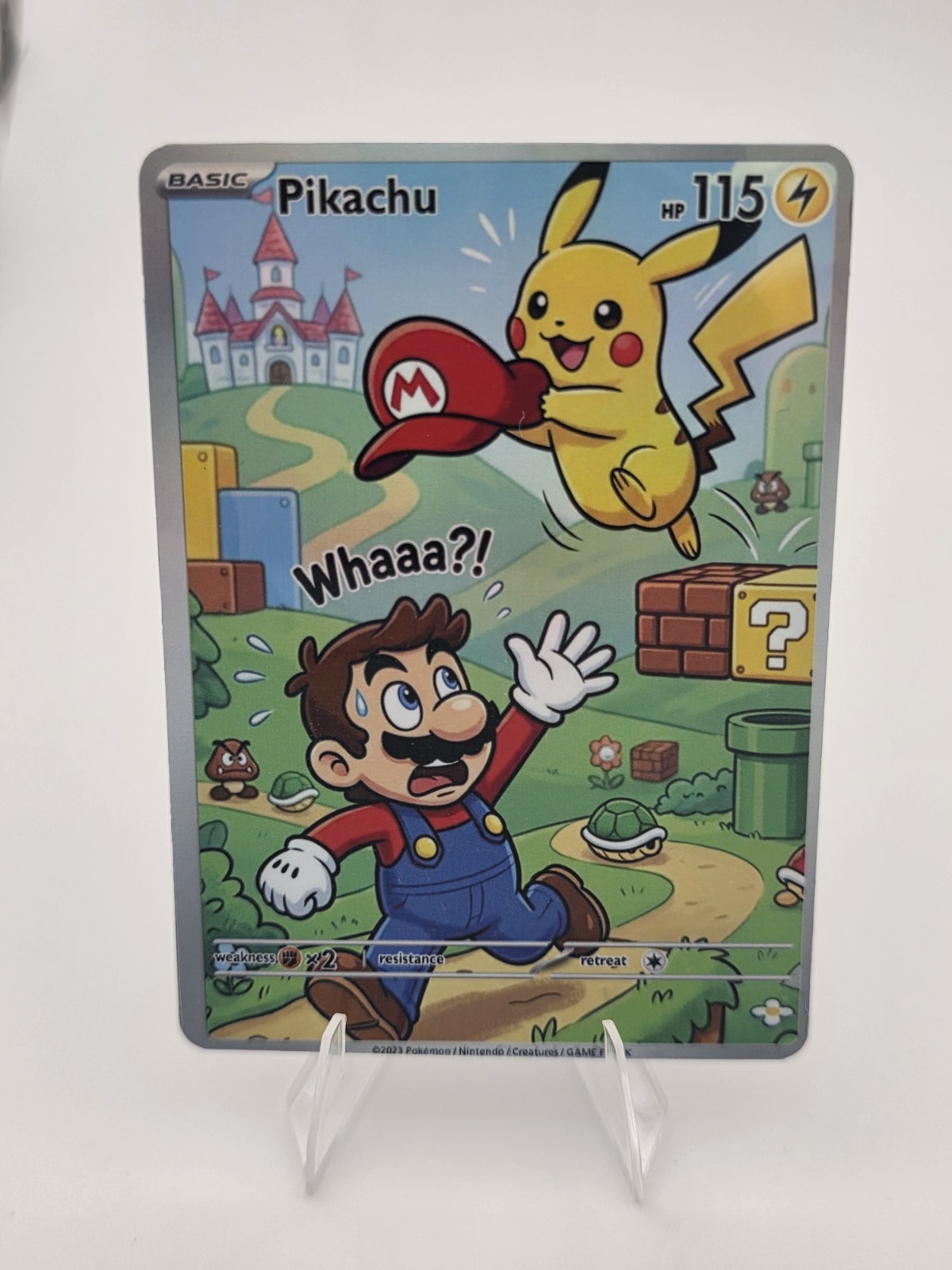 Pikachu Holo Card | Hat Thief Mushroom Kingdom Funny Kawaii Art | Custom...