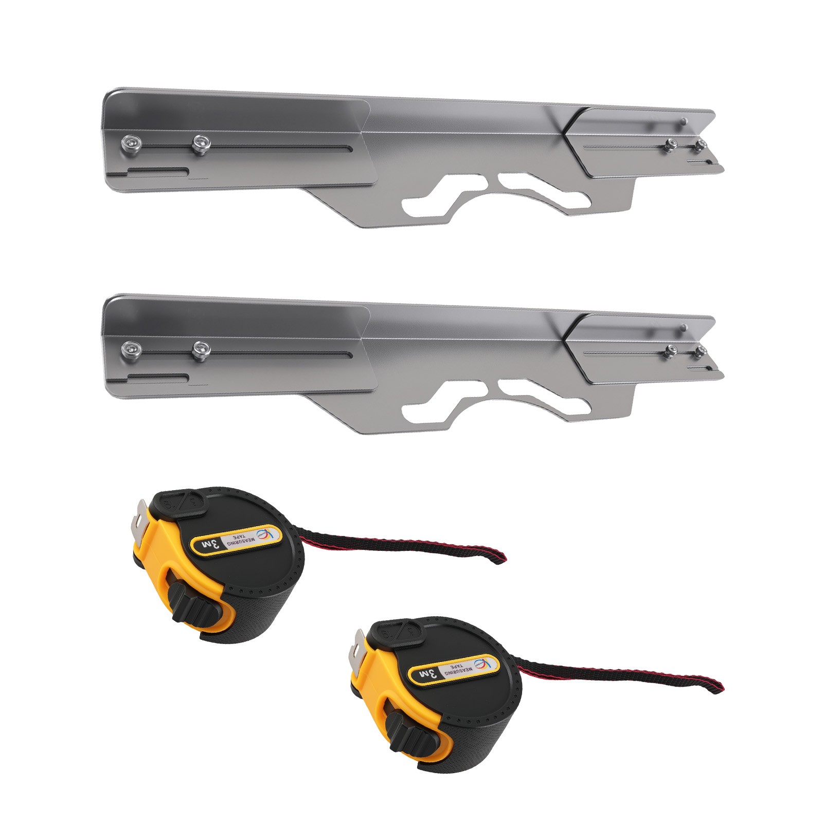 2PC Toe Alignment Tool Carbon Steel Wheel Calibration Plates Kit Tape Measure