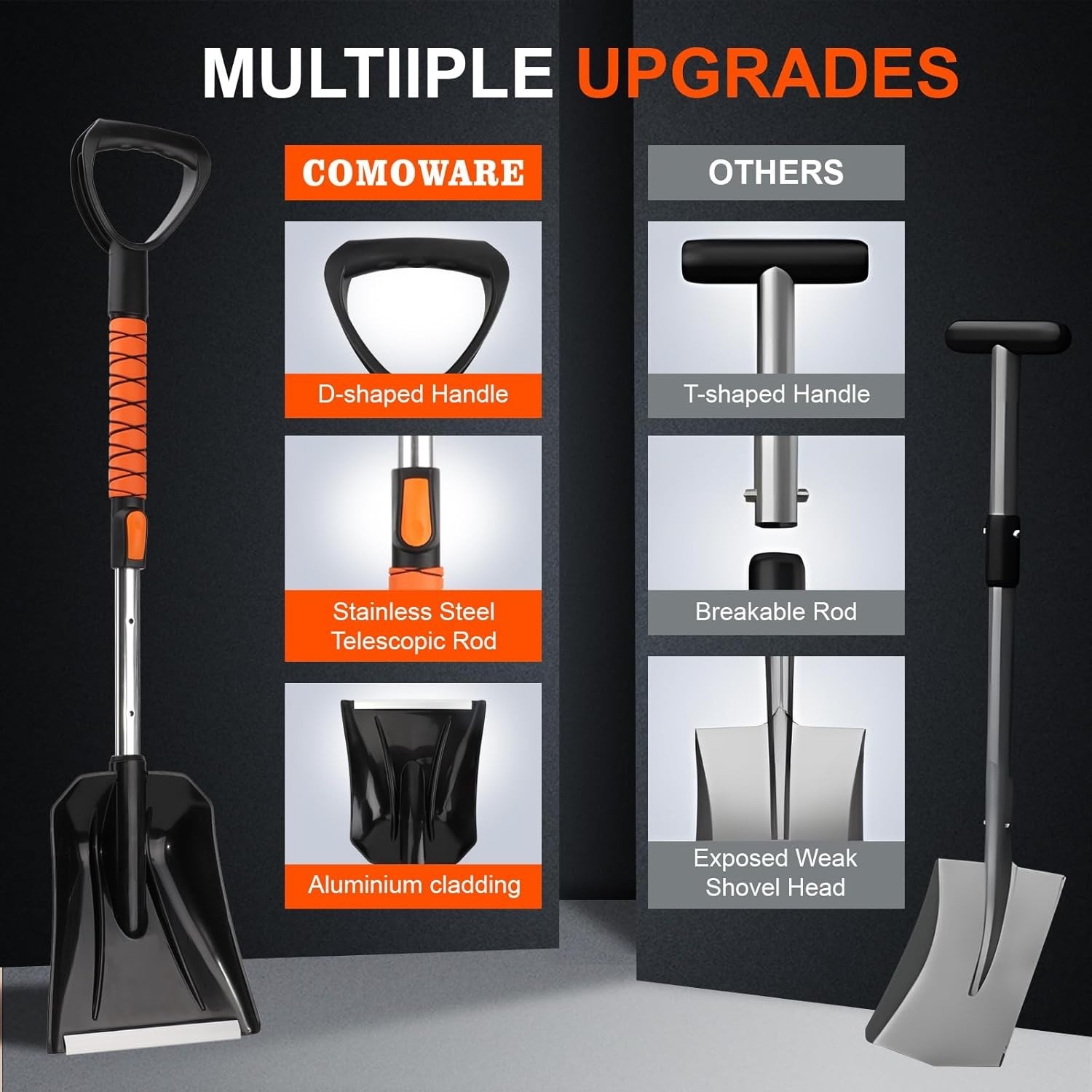 Extendable for Car, Ice Scrapers for Car Windshield Combo Kit with 270° Pivot...