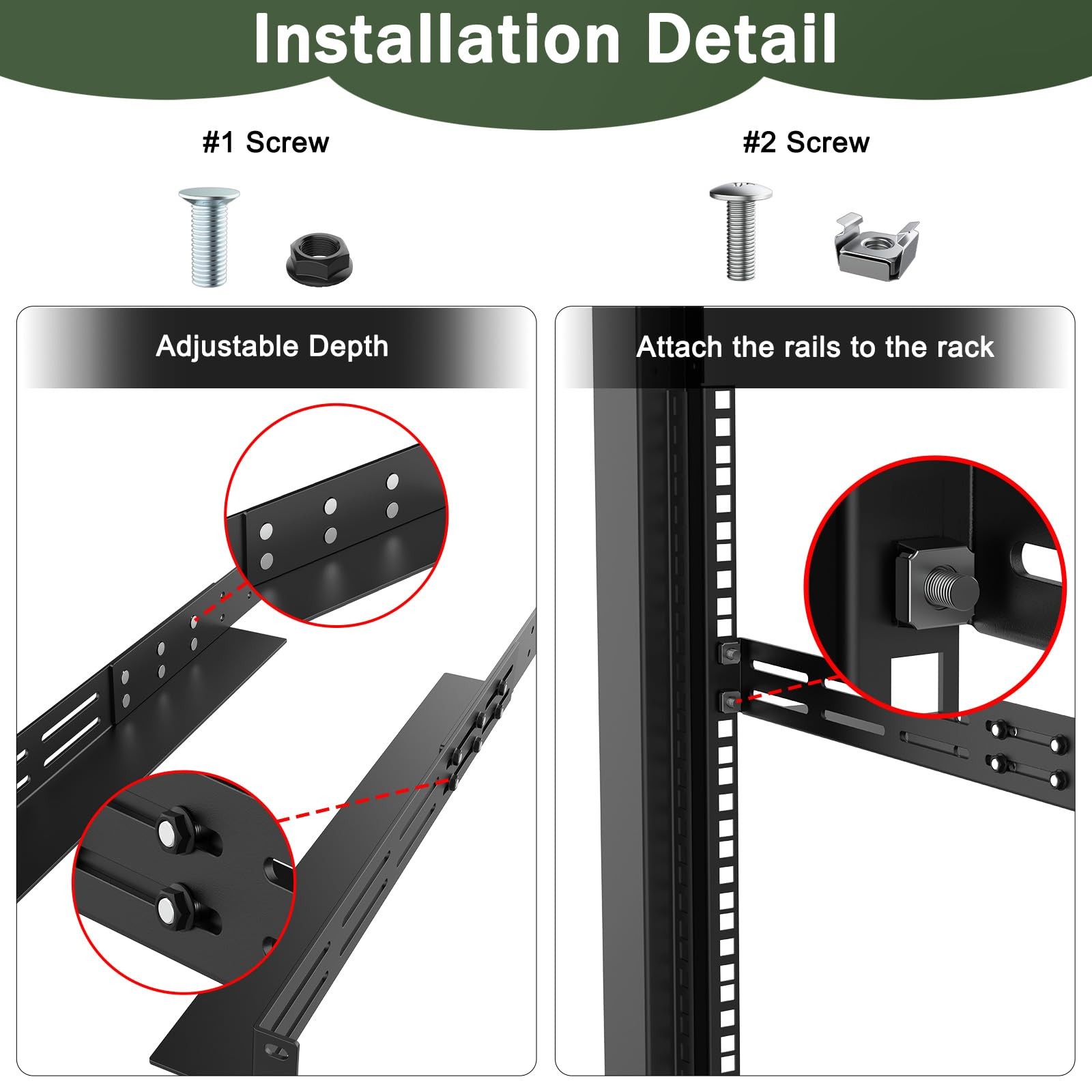 FOROIRON 1U Universal Rack Mount Rails 4-Post Server Shelf 1 Pack, Black