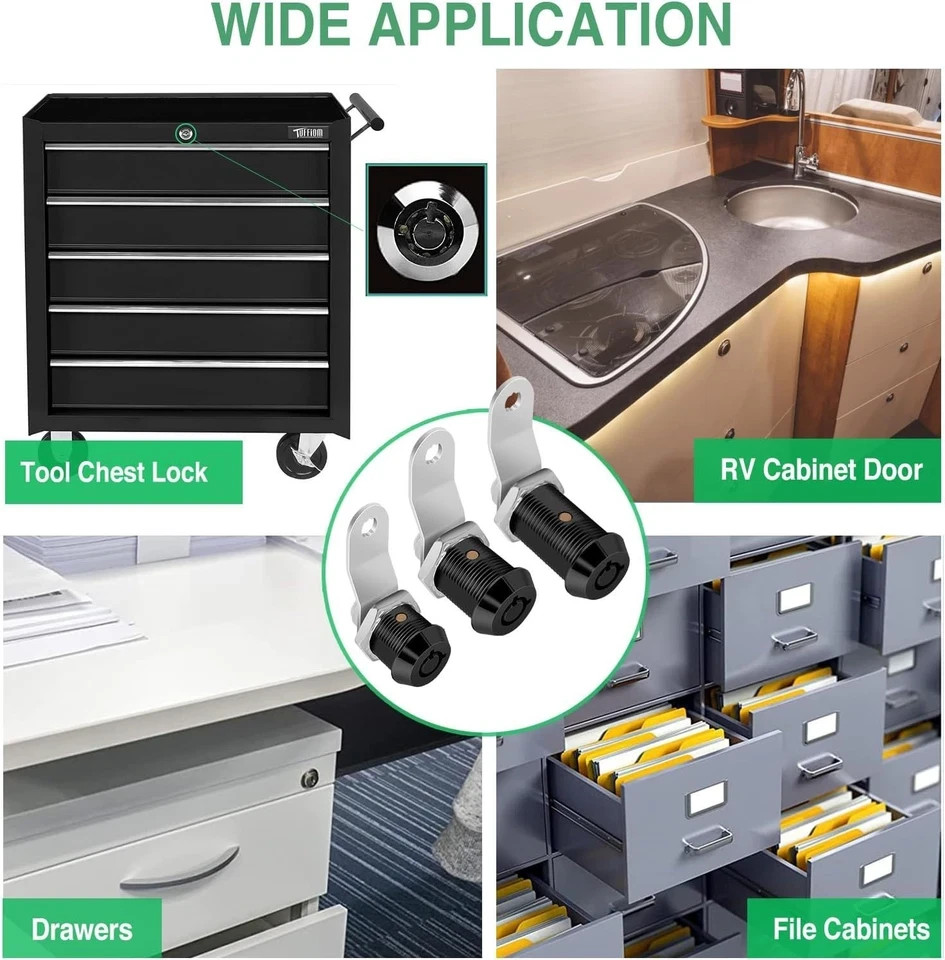 2 Pack Keyed Alike RV Storage Locks with Keys for Cabinets and Tool Boxes