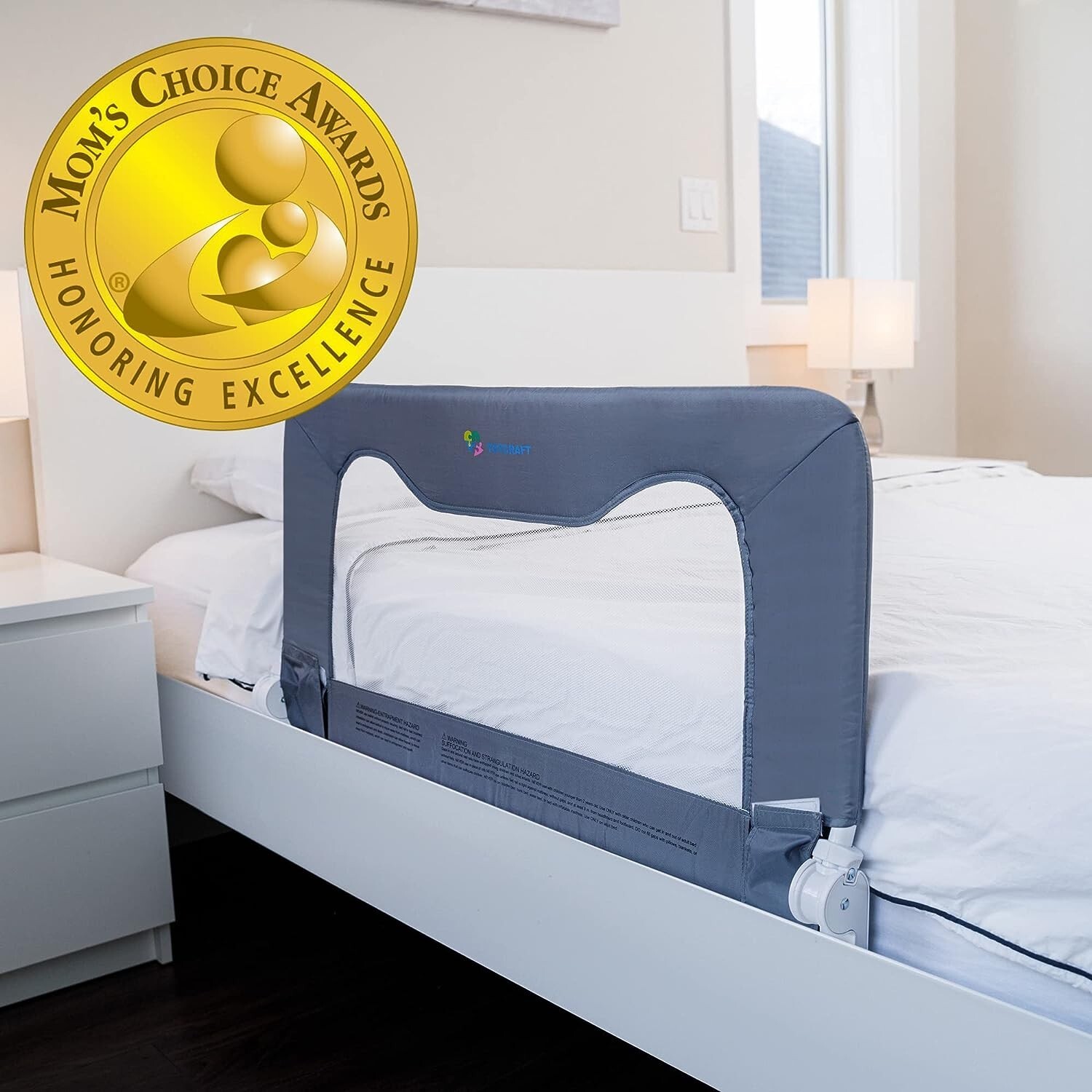 TotCraft Universal Baby & Children Bed Rail Guard, 35.5"L  x 19.5H" - Gray