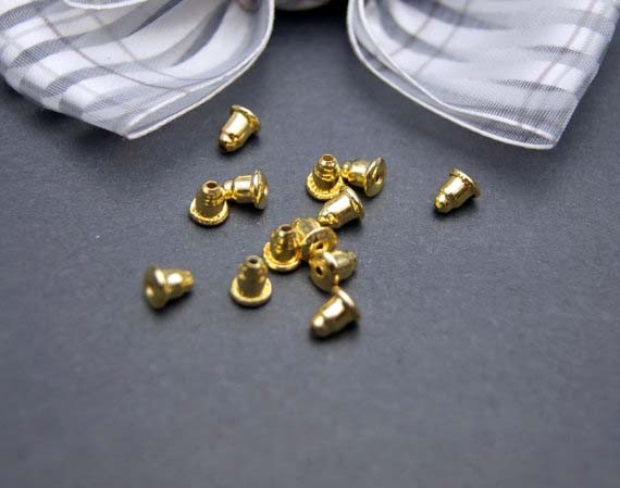 Bullet Cone Earring Backs Gold & Silver Plated Stopper Ear Post Nuts