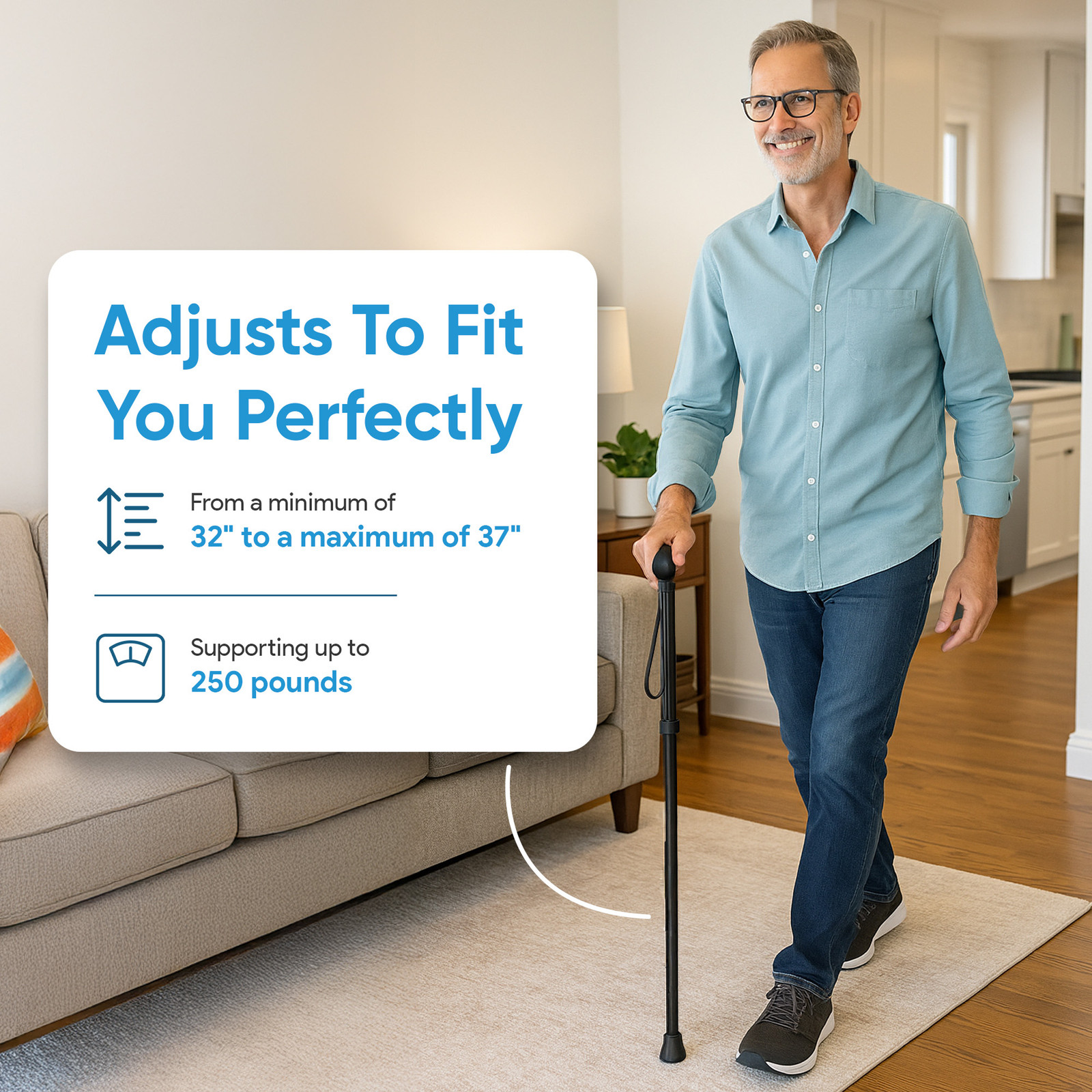 Mars Wellness Folding Cane - Adjustable Walking Cane for Women & Men