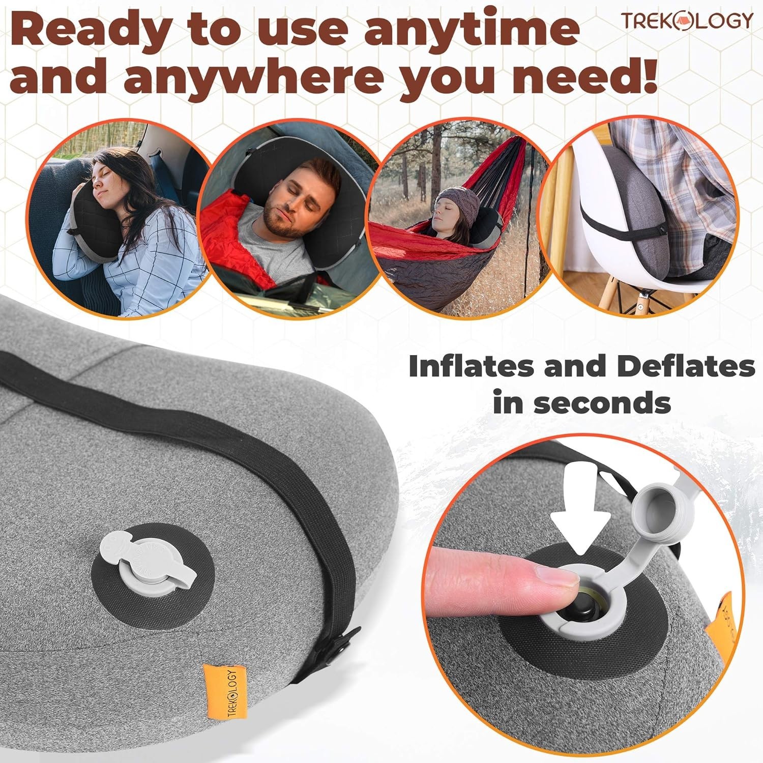 Compact Inflatable Camping Pillow with Removable Cover for Ultimate Comfort