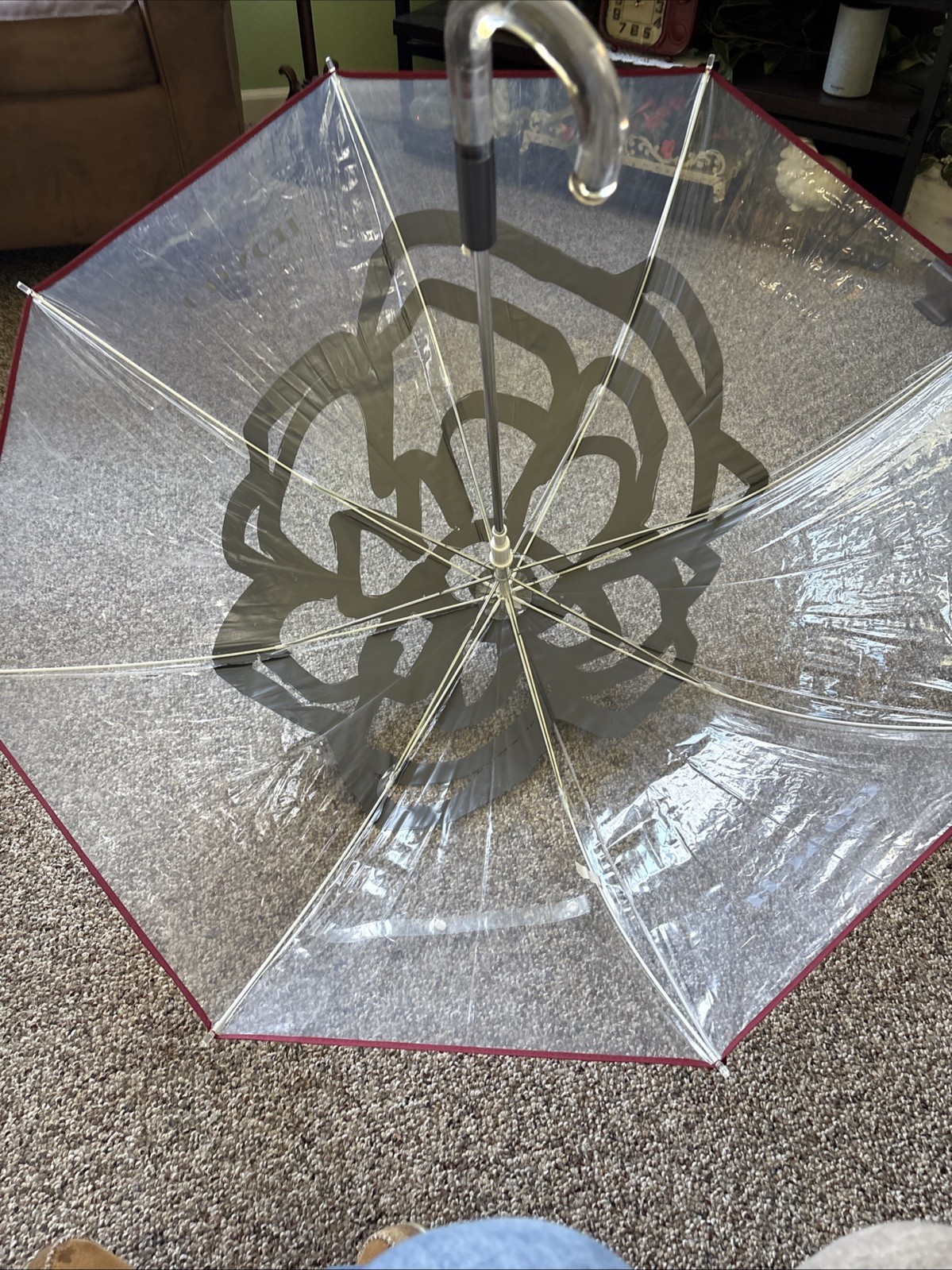 COACH BUBBLE-clear-black-burgundy Umbrella
