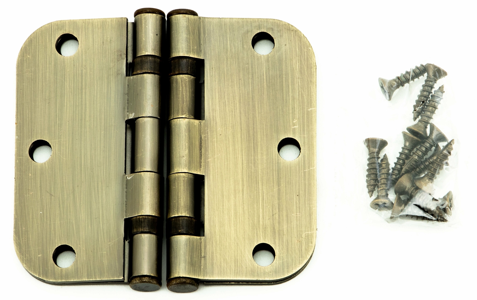 2pc 3.5" Hinge Pair 5/8" Radius 2.2mm Brushed Bronze with Color Matched Screws