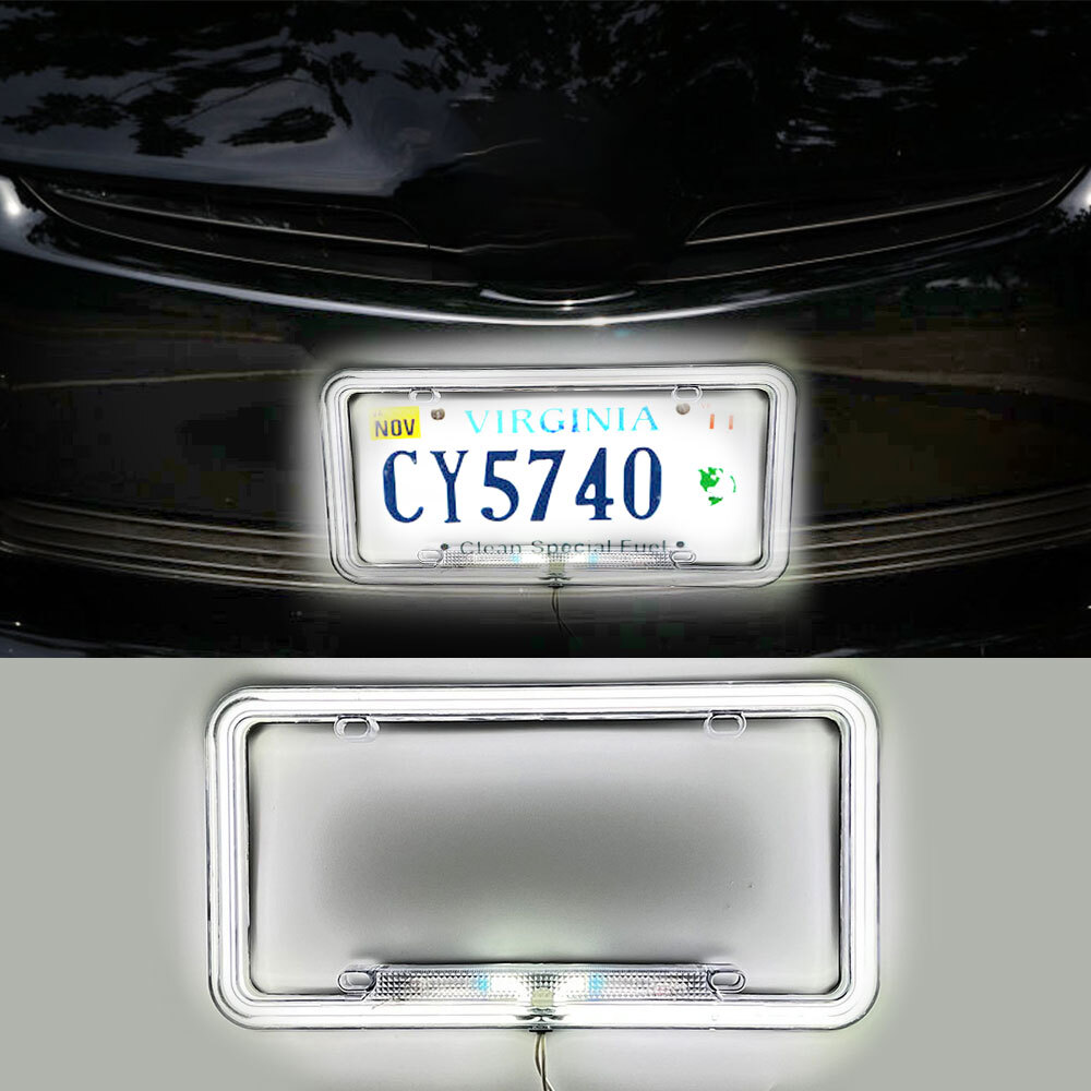 Neon License Frame 12V LED Light Front Rear License Frame Holder Universal Car