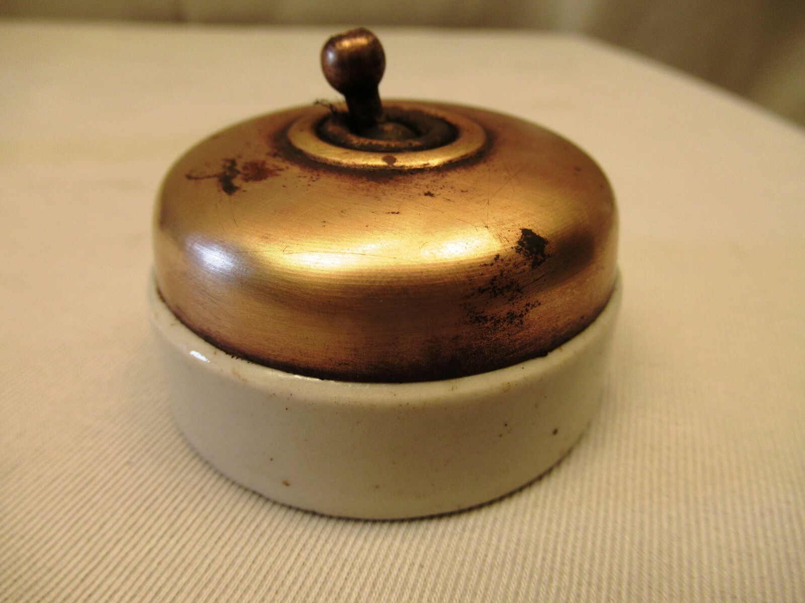 Vintage Brass Ceramic Toggle Light Switch Made England 6A 250V Antique Electri"R