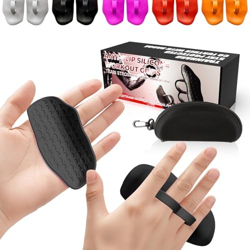 Anti‑Slip Workout Grips – Ergonomic Rubber Palm Protector for 1 Pairs Black-1