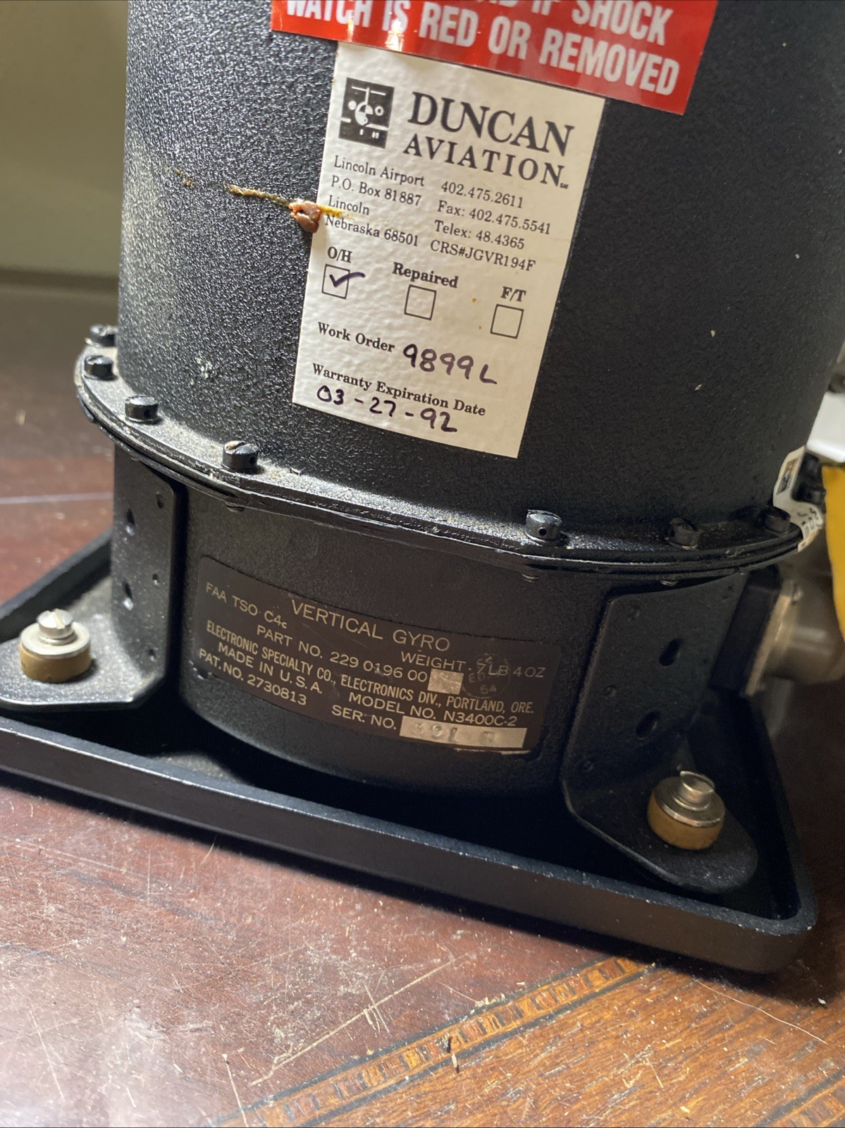 Repaired 522-2576-000 Collins 332D-10 Vertical Reference Gyro