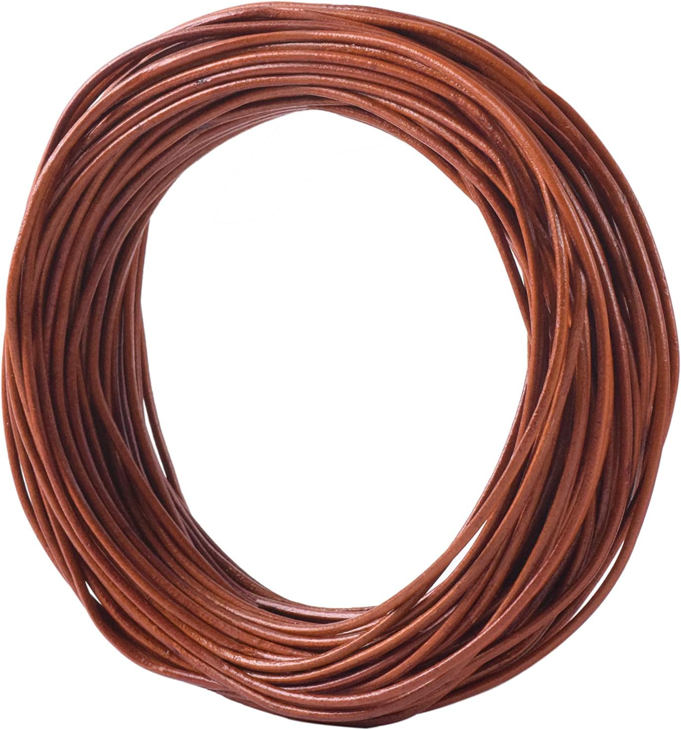2.0Mm round Real Leather Cord, 25 Yards Distressed Brown Leather String Cord for