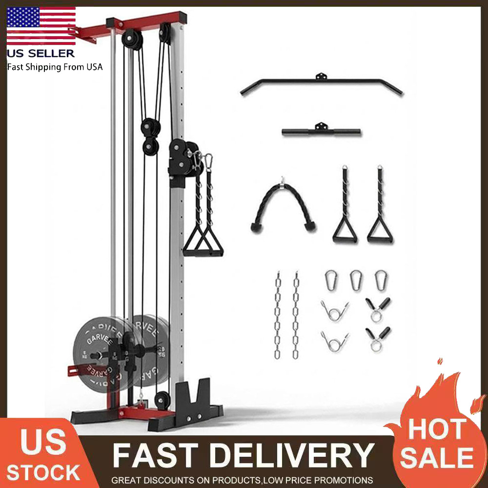 Dual Pulley Wall Mount Cable Machine, 19 Adjustable Height 400LBS LAT Pulldown