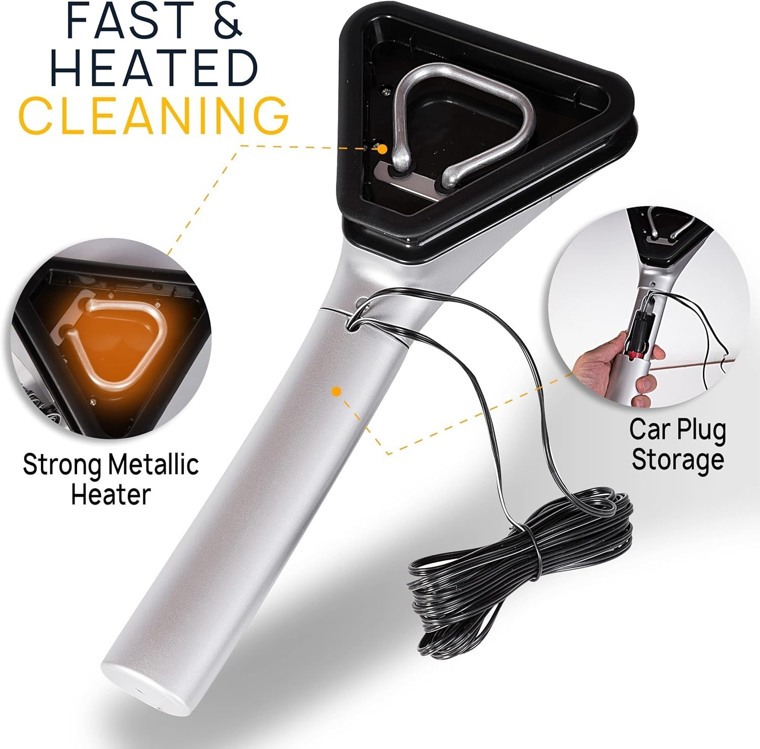 Electric Heated Car Window Snow Ice Scraper with Light -Heated Car Auto Winds...