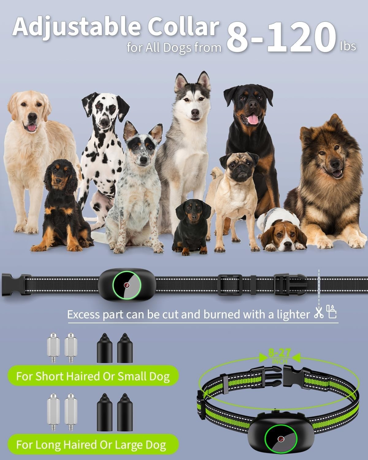 Woehraed 2PACK Dog Electric Training Collars Remote Waterproof E-Collar - White