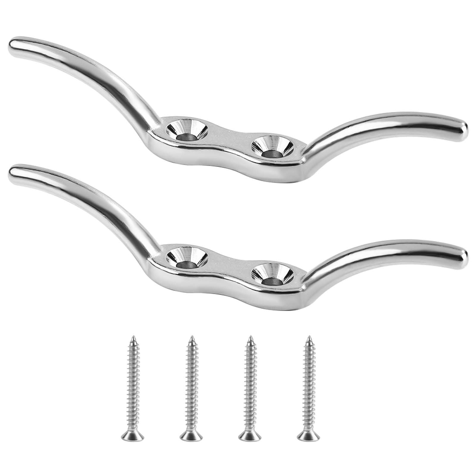 PEUTIER Boat Tie Down Cleats, 4.41 Inch Dock Cleat with Medium, silver
