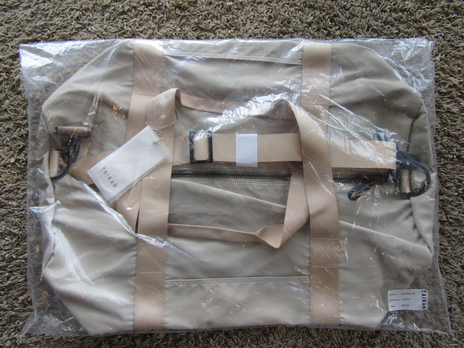 NWT Taikan Yocka Beige Carry On Travel Tote Duffle Bag Luggage