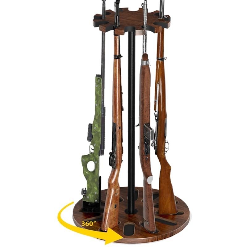 Rotating Gun Rifle Rack Stand Indoor Gun Rack Heavy Solid Wood Storage 12 Gunn..