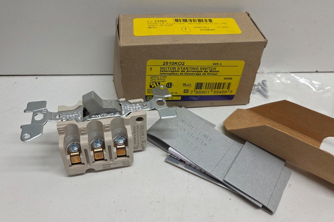 NEW IN BOX! SQUARE D 30A 600V MANUAL MOTOR TOGGLE SWITCH 2510KO2
