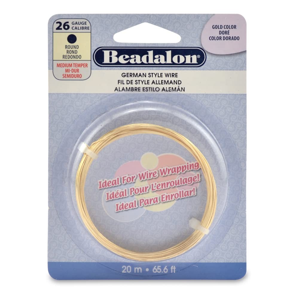 German Style Wrapping Wire, Round, Gold Color, 26 Gauge, 20 m / 65.6 ft