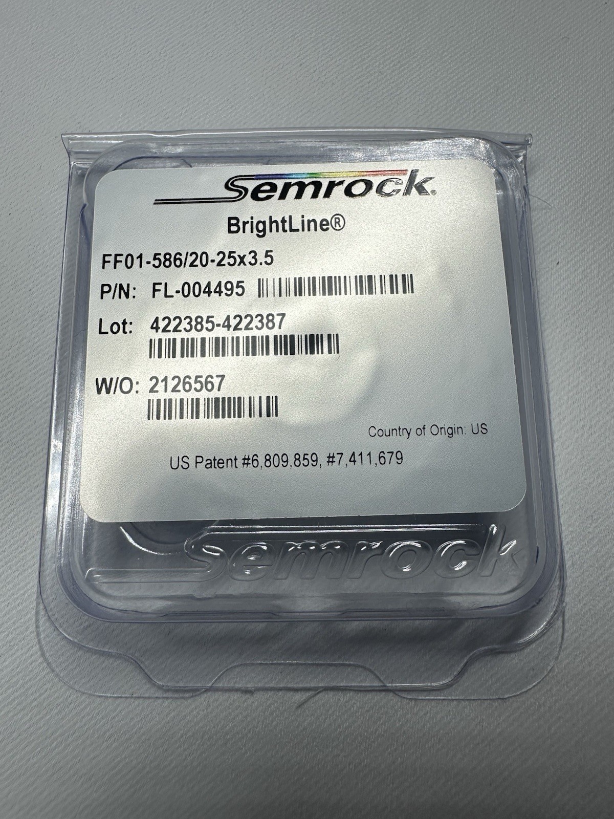 Semrock BrightLine Fluorescence Filter FF01-586/20-25x3.5