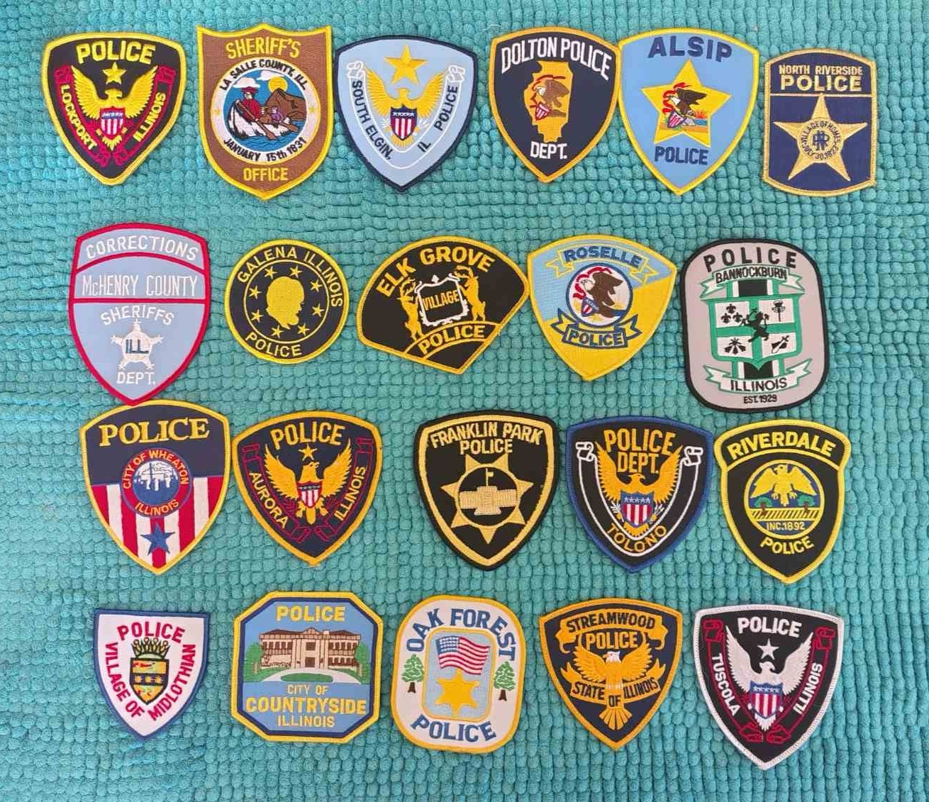 ILLINOIS POLICE SHERIFF PATCH - LOT COLLECTION 21 PATCHES