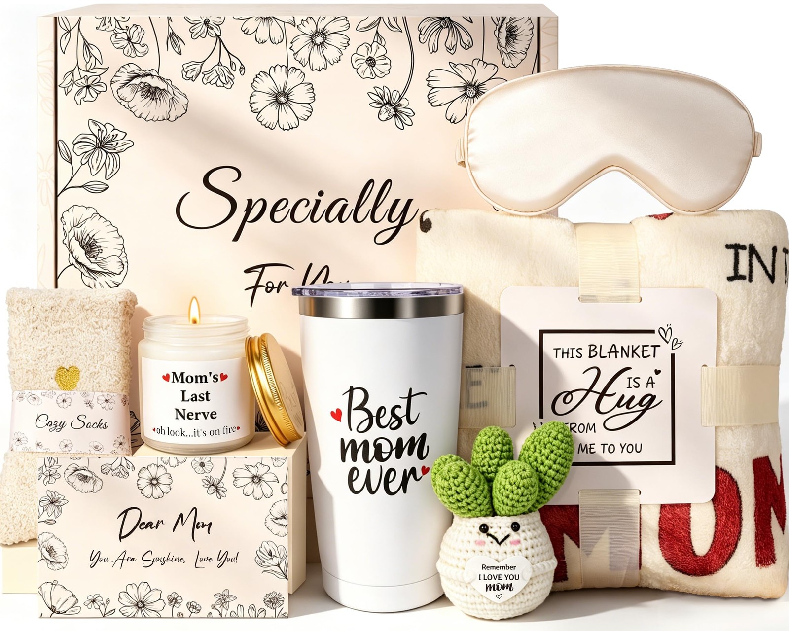‌Mothers Day Mom Gifts from Daughter Son, Best Mom Ever Birthday Gifts Basket...