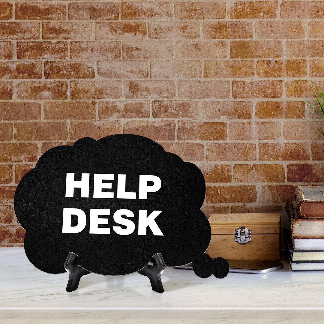 Help Desk Cloud Speech Bubble (6 x 4") Table Sign With Acrylic Easel