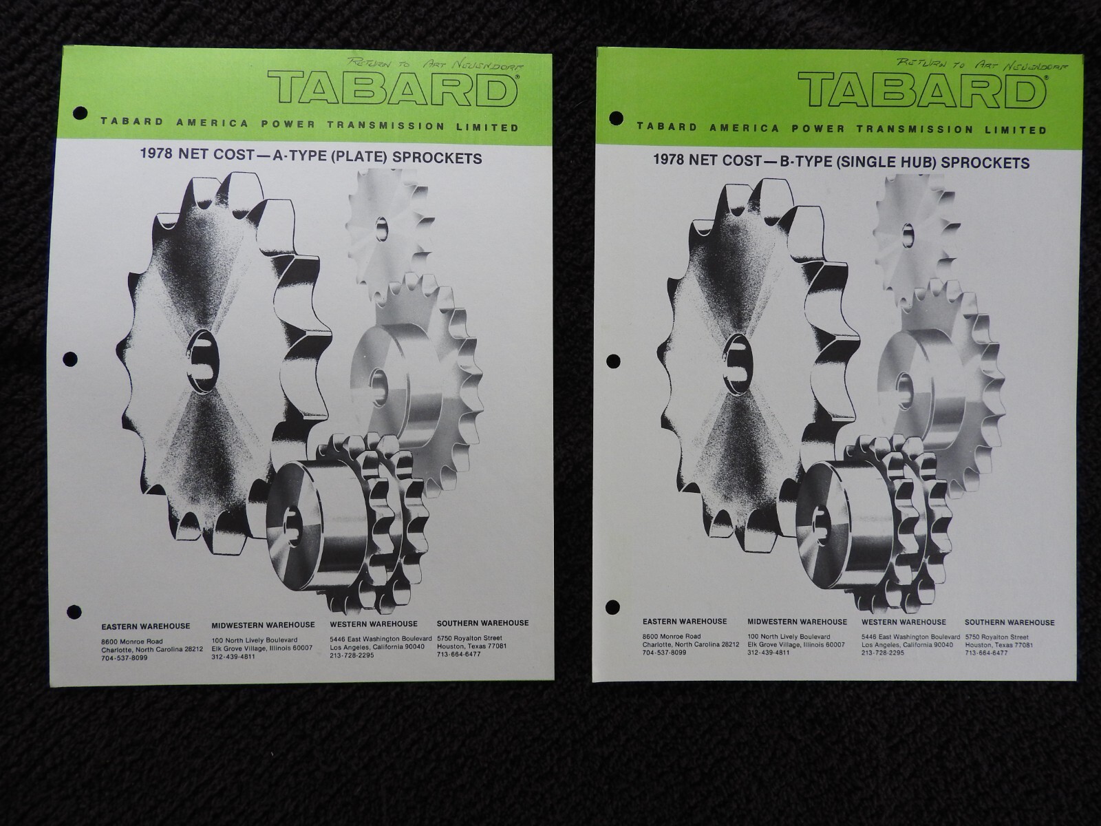 1978 Tabard Transmission ROL Chain Elk Grove Village IL Literature Signed Letter