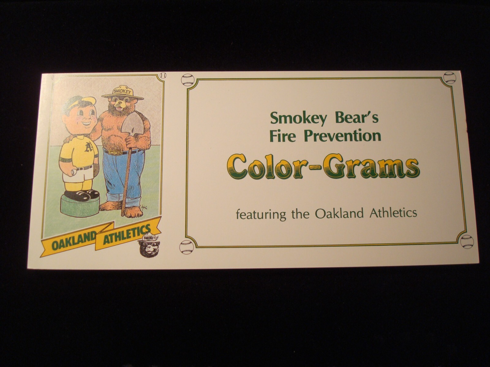 Smokey Bear's Fire Prevention Color-Grams featuring the Oakland Athletics