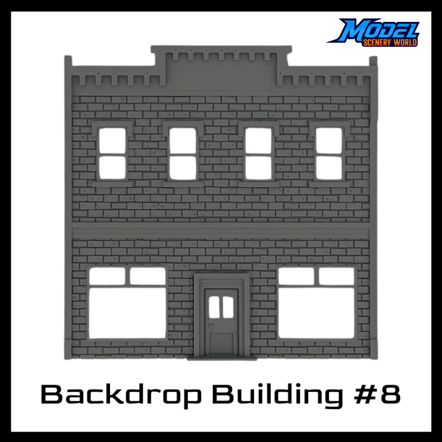 HO Scale 1:87 Background Backdrop Brick Building #8 | Model Scenery World