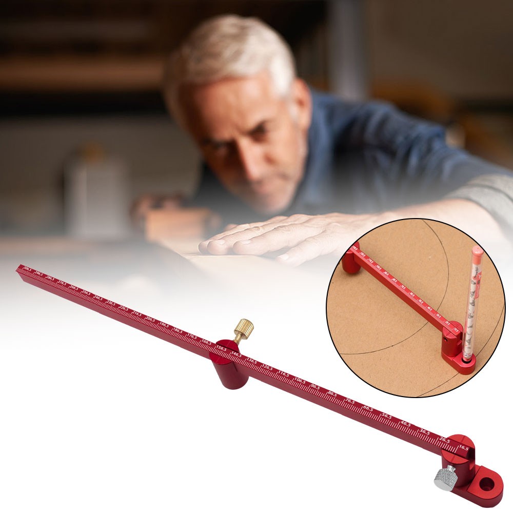 Woodworking Compass Scriber 300mm Fixed Point Marking Gauge Adjustable Circle TL